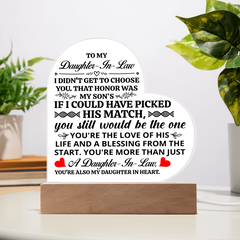 To My Daughter-in-Law Honor – Acrylic Heart Plaque